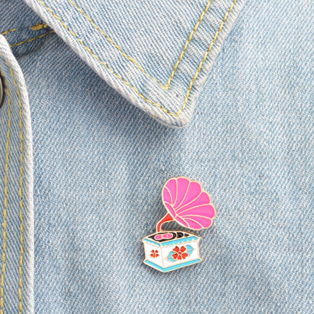Colorful Phonograph Gramophone Retro Enamel Pin